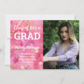 Fotoroze Waterverf Art Afstuderen Kaart (Voorkant)