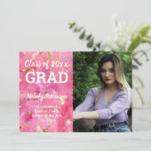 Fotoroze Waterverf Art Afstuderen Kaart (Staand voorkant)