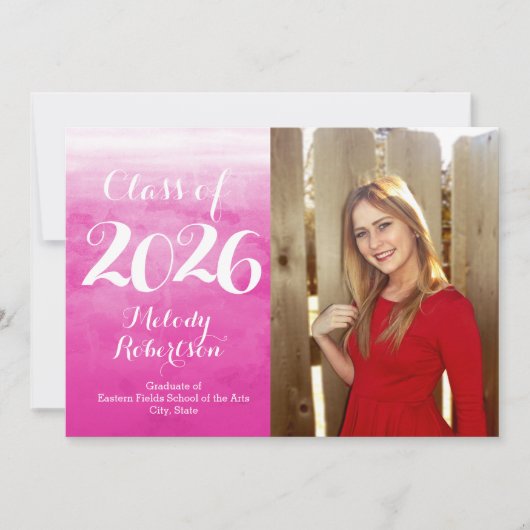 Fotoroze Waterverf, klasse 2019 Afstuderen Kaart (Voorkant)