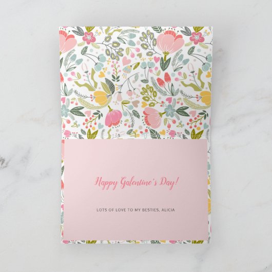 Fotoroze xoxo floral feestdagen kaart (Binnen)