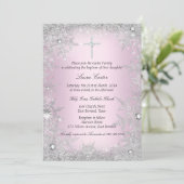 Fotoroze zilver Snowflake Baptism/Christening Kaart (Staand voorkant)