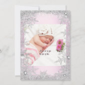 Fotoroze zilver Snowflake Baptism/Christening Kaart (Achterkant)
