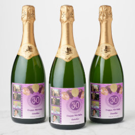 Foto's, 30e verjaardag Roze Glitter Champagne Sparkling Wijnetiket