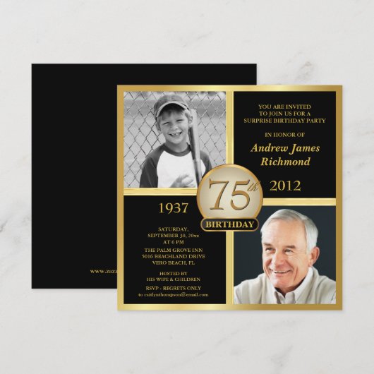 Foto's 75e verjaardag kaart (Voorkant / Achterkant)