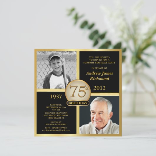 Foto's 75e verjaardag kaart (Staand voorkant)