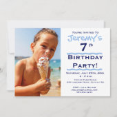 Foto's Blue Birthday Party Uitnodiging voor kinder (Voorkant)