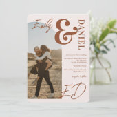 Foto's bold names script arch terracotta bruiloft kaart (Staand voorkant)