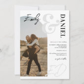 Foto's bold names script black white bruiloft kaart (Voorkant)