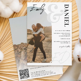 Foto's bold names script black white bruiloft kaart