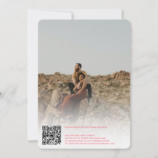 Foto's bold names script retro roze bruiloft kaart (Achterkant)