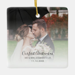 Foto's bruiloft Een eerste Kerstmis als de heer en Keramisch Ornament