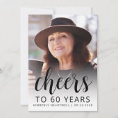 Foto's Cheers Black Script 60ste verjaardagsfeestj Kaart (Voorkant)