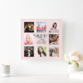 Foto's collage beste vrienden voor eeuwig roos gou vierkante klok (Huis)