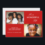 Foto's Collage Bright Red Sparkle Modern Feestdagenkaart<br><div class="desc">Foto Collage Het is een prachtige kerstfeestkaart met een  rood glans aan de achterkant.</div>