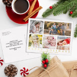 Foto's collage Prettige feestdagen Simple Classy R<br><div class="desc">Aangepast Briefkaart voor kerstfeestdagen op basis van Kaart met echte gouden folie, zilver of roos - Verstuur nieuwjaars feestdag met deze stijlvolle, stijlvolle, eenvoudige familie met vijf foto's Kerstmis-briefkaarten naar familie en vrienden. Vervang de afbeeldingen van de sjabloon met uw favoriete foto's en familienaam. Eenvoudig, elegant wit, vijf foto's, collage...</div>