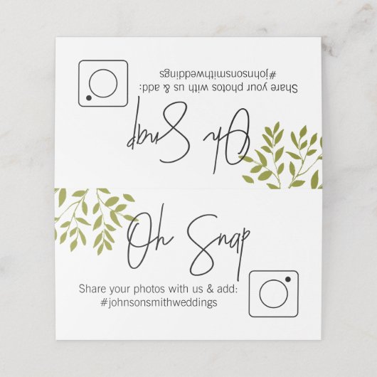 Foto's delen Vouwbare tafelkaart #hashtag groen Plaatskaartje (Buitenkant ongevouwen)