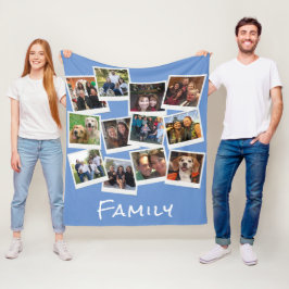 Foto's eigen familie Lijst Collage Blue Custom Col Fleece Deken