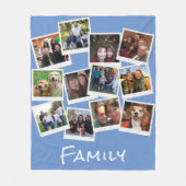 Foto's eigen familie Lijst Collage Blue Custom Col Fleece Deken (Voorkant)