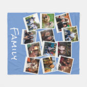 Foto's eigen familie Lijst Collage Blue Custom Col Fleece Deken (Voorkant (Horizontaal))