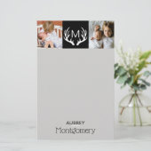 Foto's en Antlers van de moderne familie | Geperso Briefpapier (Staand voorkant)