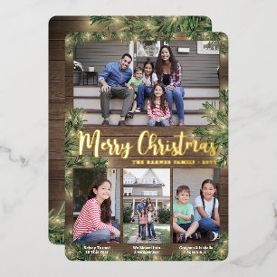 Foto's en bijschriften Christmas Greenery Wood & L Folie Feestdagenkaart