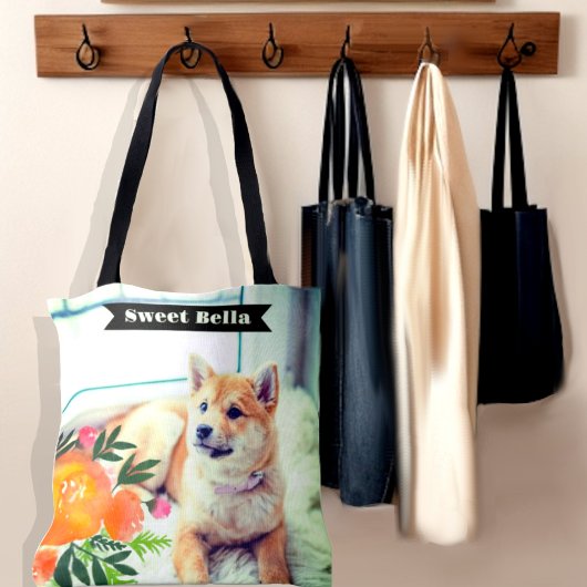 Foto's en bloemen tote bag