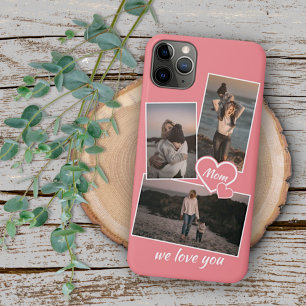 Foto's en hart op koraalrood blozend perzikroze Case-Mate iPhone case