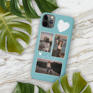 Foto's en hart op licht turkoois turquoise blauw iPhone 16 pro max hoesje