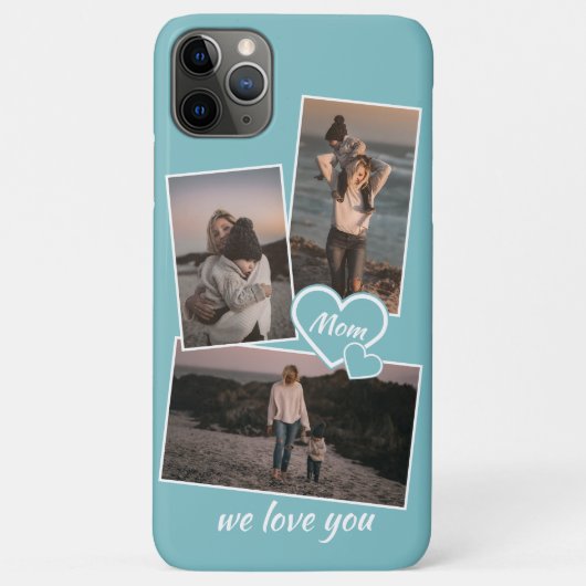 Foto's en hart op licht turquoise Blauwgroen blauw Case-Mate iPhone Case (Achterkant)