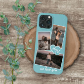 Foto's en hart op licht turquoise Blauwgroen blauw Case-Mate iPhone Case