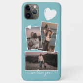 Foto's en hart op licht turquoise Blauwgroen blauw Case-Mate iPhone Case (Achterkant)
