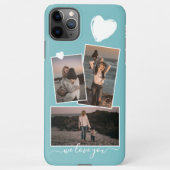 Foto's en hart op licht turquoise Blauwgroen blauw iPhone Hoesje (Achterkant)