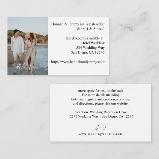 Foto's en kalligrafie 3-mod verticale SM Informatiekaartje (Voorkant / Achterkant)