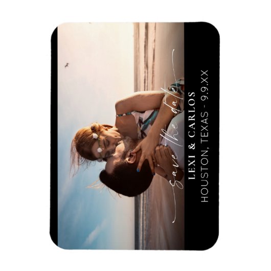 Foto's en kalligrafie 3B Mod-w Dark Save the Date Magneet (Verticaal)