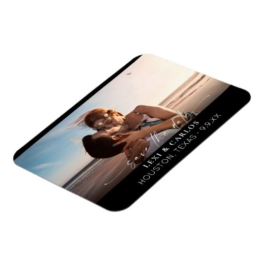 Foto's en kalligrafie 3B Mod-w Dark Save the Date Magneet (Linkerzijde)