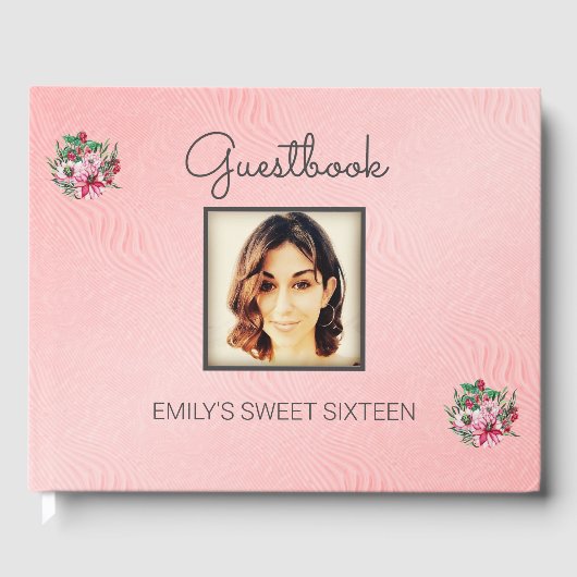 Foto's en kleurrijke bloemen gastenboek (Voorkant)