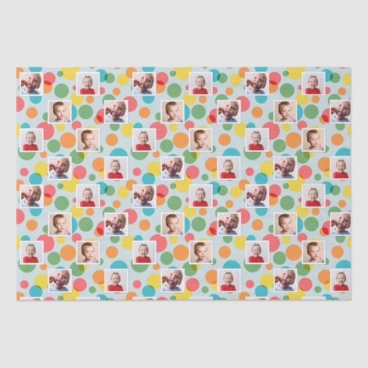 Foto's en Polka Dots Jongens Verjaardag Tissuepapier (Voorkant)