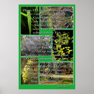 Foto's en psalm 86:1-7 van de natuur poster