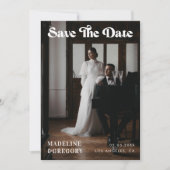  foto's en tekenfilm Typografie Retro 70s Save The Date (Voorkant)