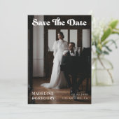  foto's en tekenfilm Typografie Retro 70s Save The Date (Staand voorkant)