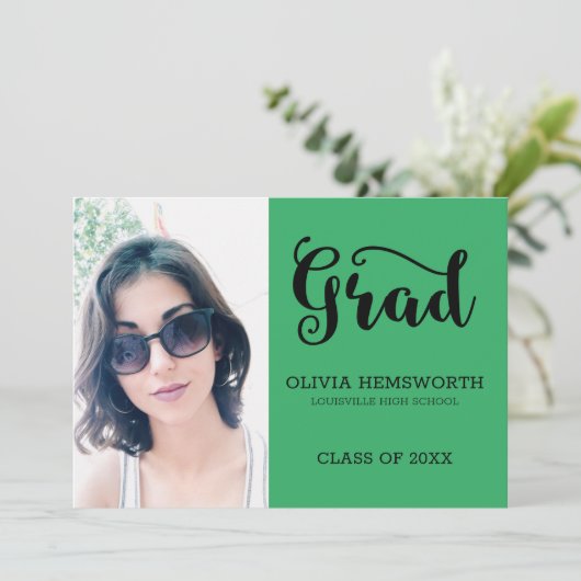 Foto's en zwarte letters Afstuderen Aankondiging (Staand voorkant)