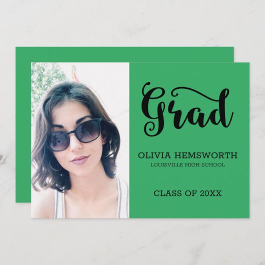 Foto's en zwarte letters Afstuderen Aankondiging (Voorkant / Achterkant)