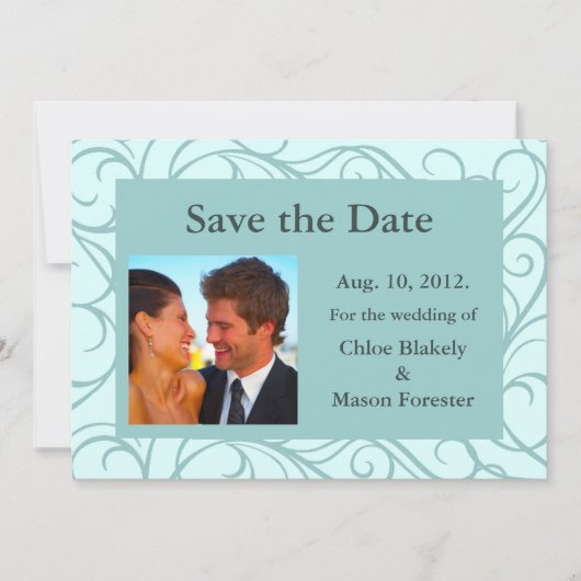 Foto's en zwemmen Sla de datum op (aqua) Save The Date (Voorkant)