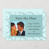 Foto's en zwemmen Sla de datum op (aqua) Save The Date (Voorkant / Achterkant)