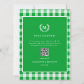 FOTO'S GEBEUREN!QR Code Green Gingham Wedding Gall (Voorkant)