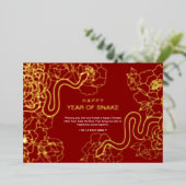 Foto's Gouden Chinees Nieuwjaar van de Slang Folie Feestdagenkaart (Staand Voorkant)