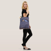 Foto's in zakmonogram van blauwhelmen tote bag (Op model)