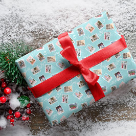 Foto's kerstfoto's: postzegelkoeling cadeaupapier