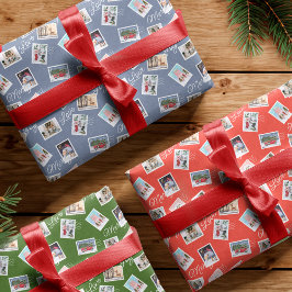 Foto's kerstfoto's: postzegelkoeling inpakpapier vel