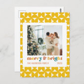 Foto's Merry & Bright Family Retro Briefkaart (Voorkant / Achterkant)